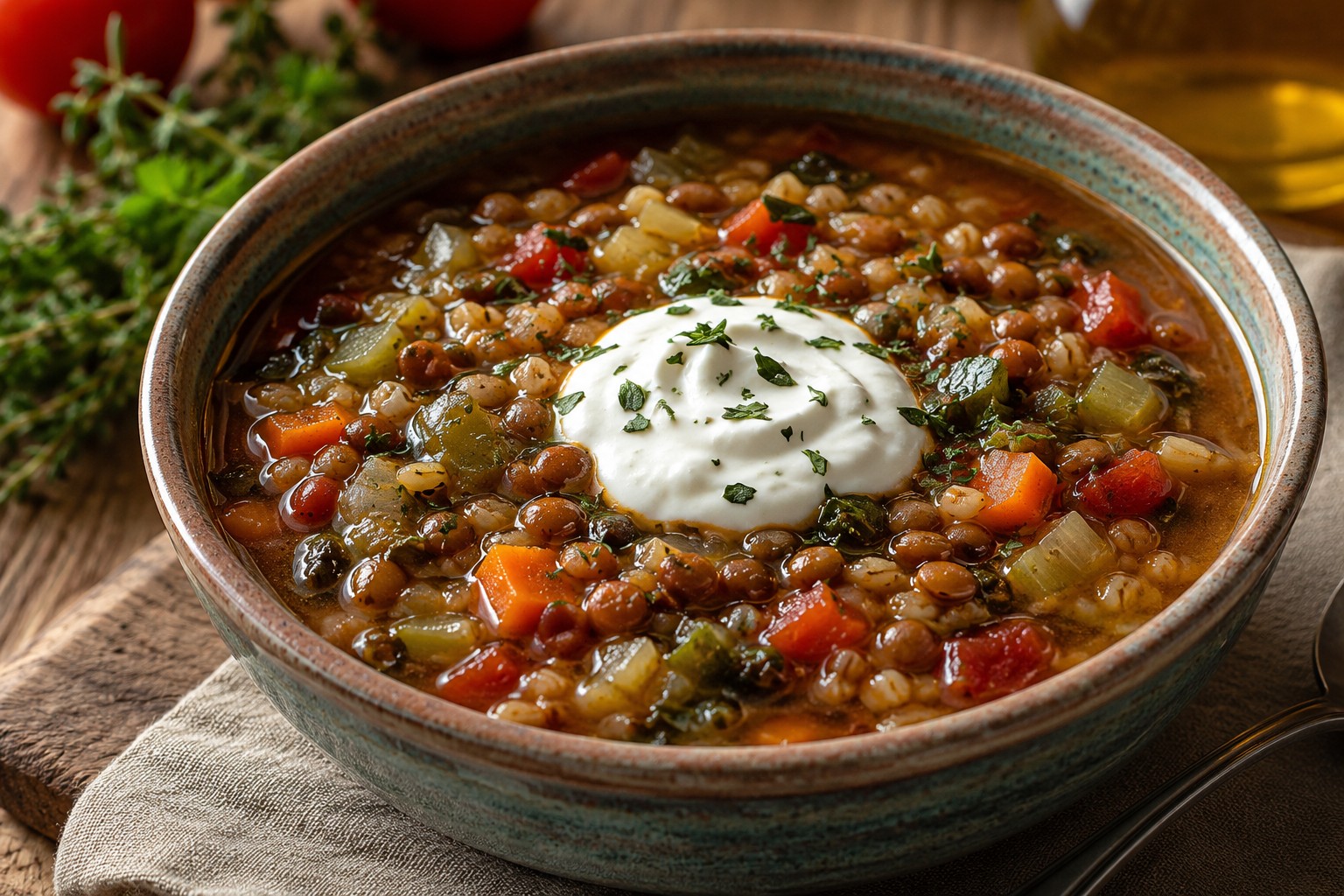Lentil, Barley Vegetable Soup
