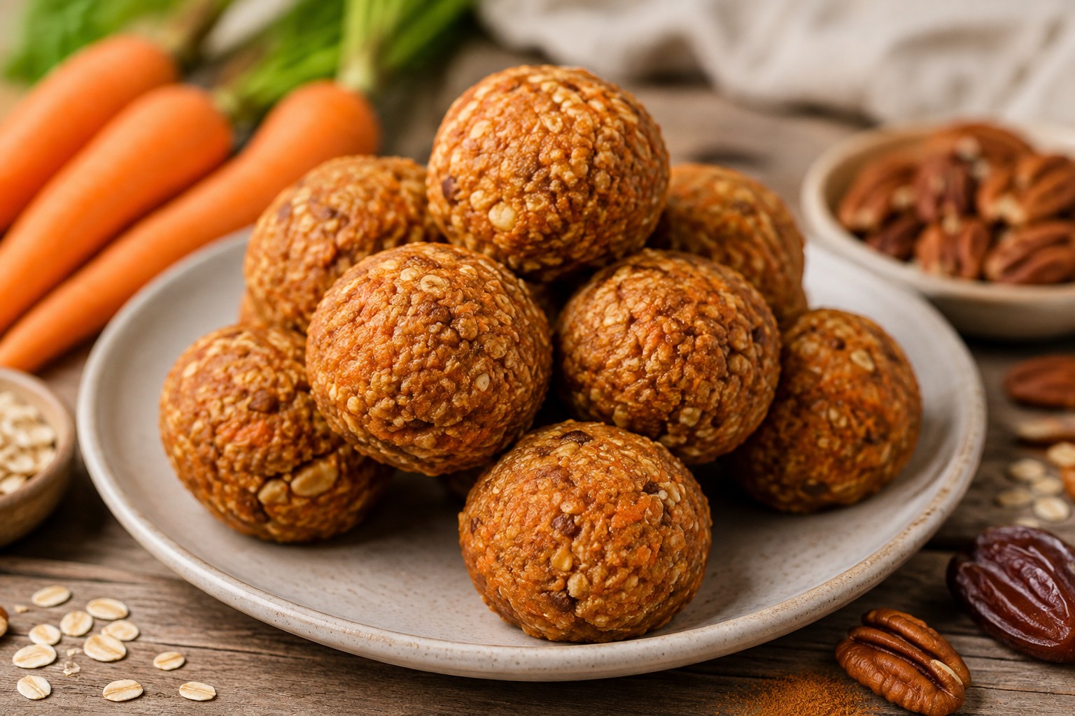 Carrot Pecan Energy Bites — A Naturally Sweet, High-Fiber Snack