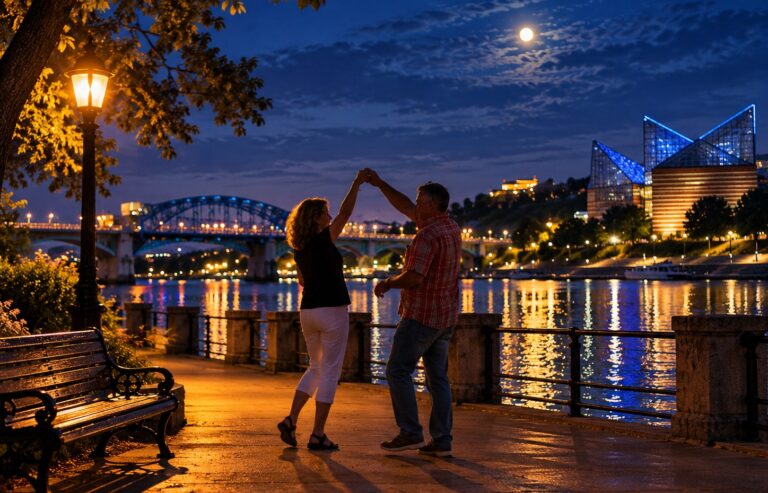 Moonlit dance on Chattanooga Riverwalk